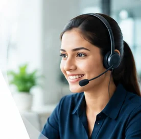 A smiling Vector IT support specialist wearing a headset